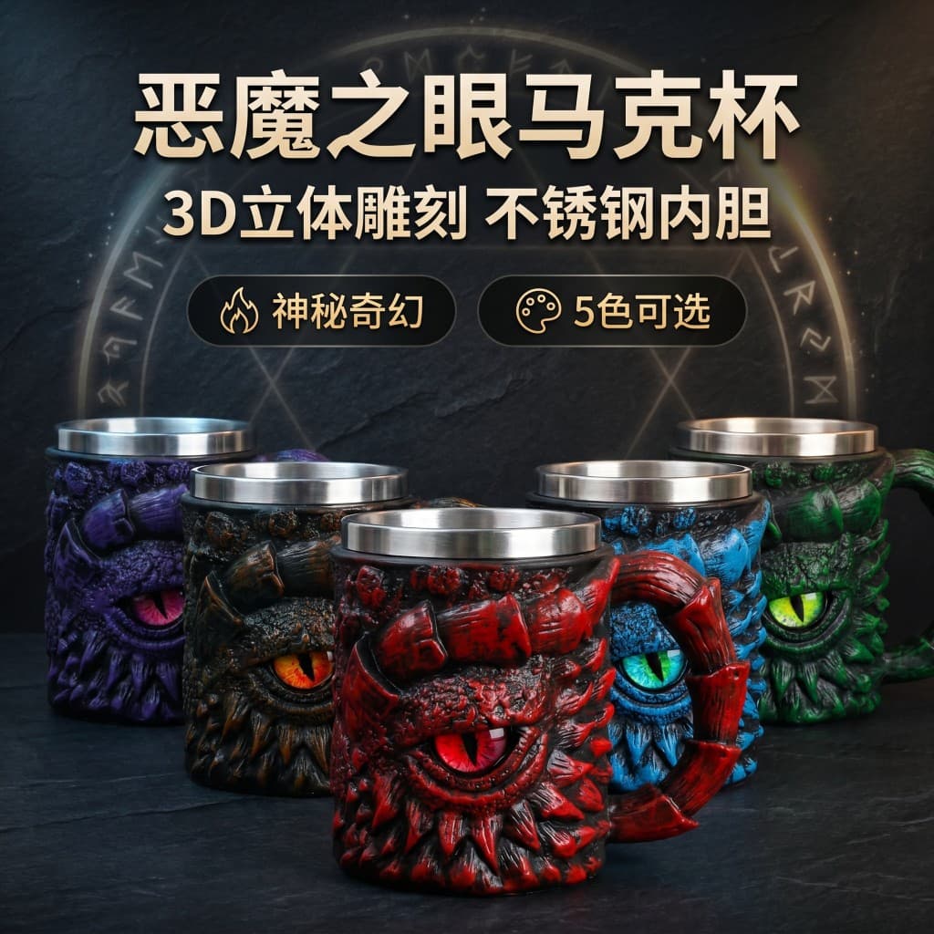 Cross-border creative resin devil's eye bucket European and American mythical longan mug desktop crafts ornaments manufacturer direct