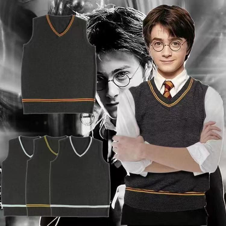 Harry Potter Style V-Neck Sweater Gryffindor Cosplay Daily Unisex JK Uniform Sweater Vest
