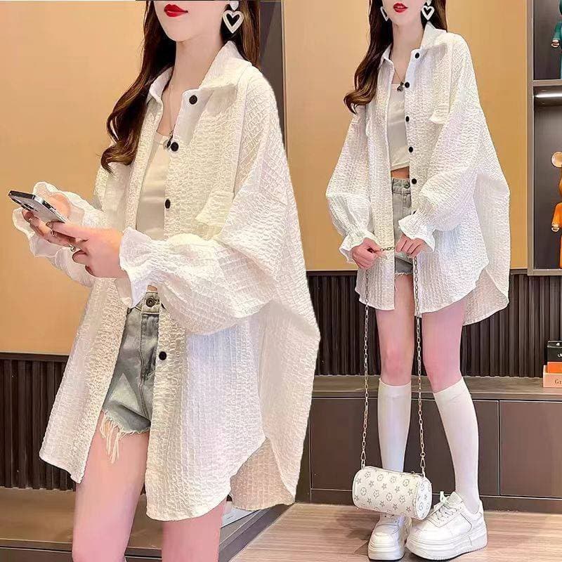 Plus Size 300lb Sun Protection Jacket for Women Outdoor Summer Breathable Korean Loose Mid-Length Air Conditioning Thin Coat