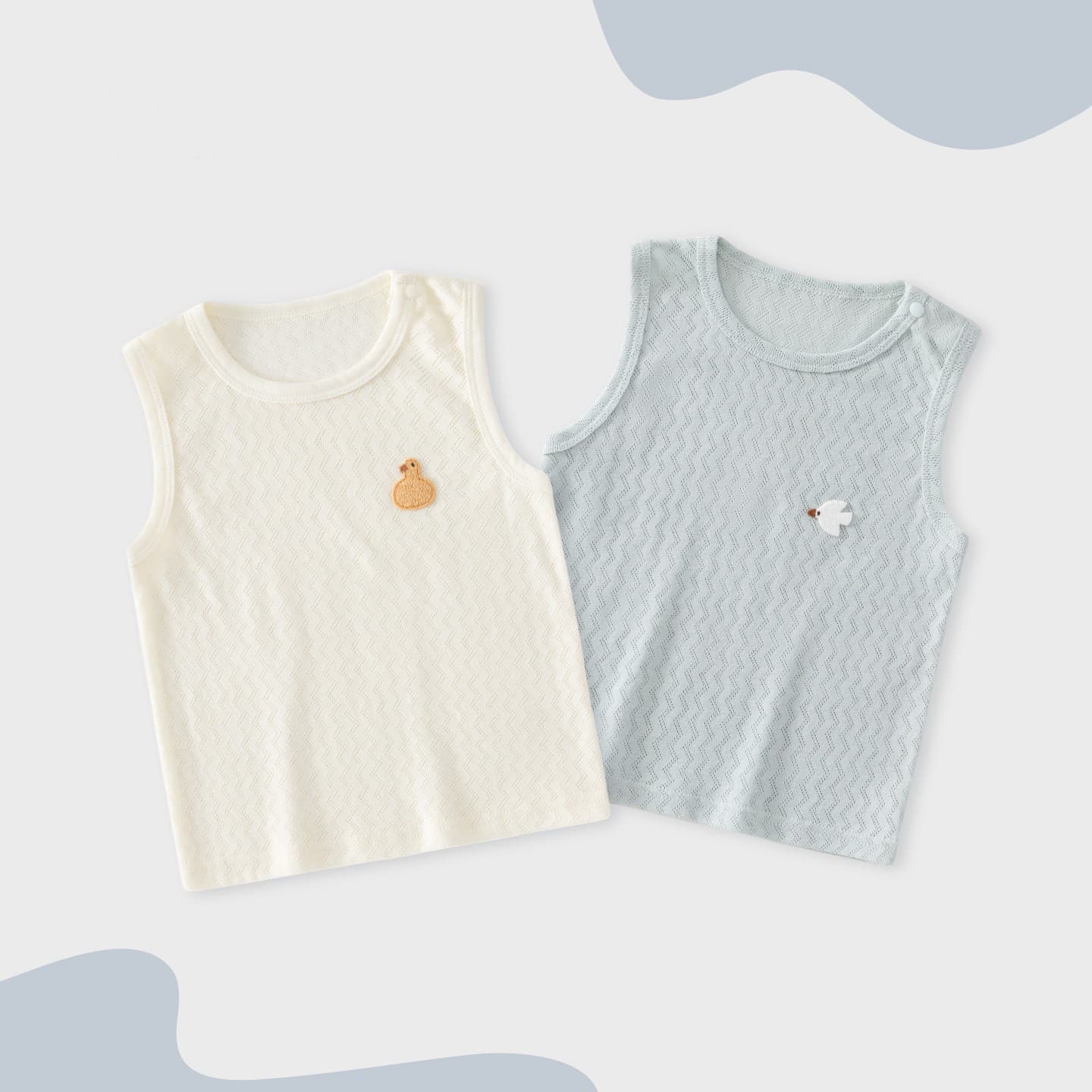 Pure Cotton Baby Vest for All Seasons, Boys and Girls Sleeveless Top, Mesh Breathable Infant Clothes, Belly Protector Vest Summer