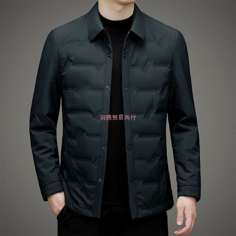 New style short down jacket warm men's new white duck down winter lapel top dad winter coat waterproof