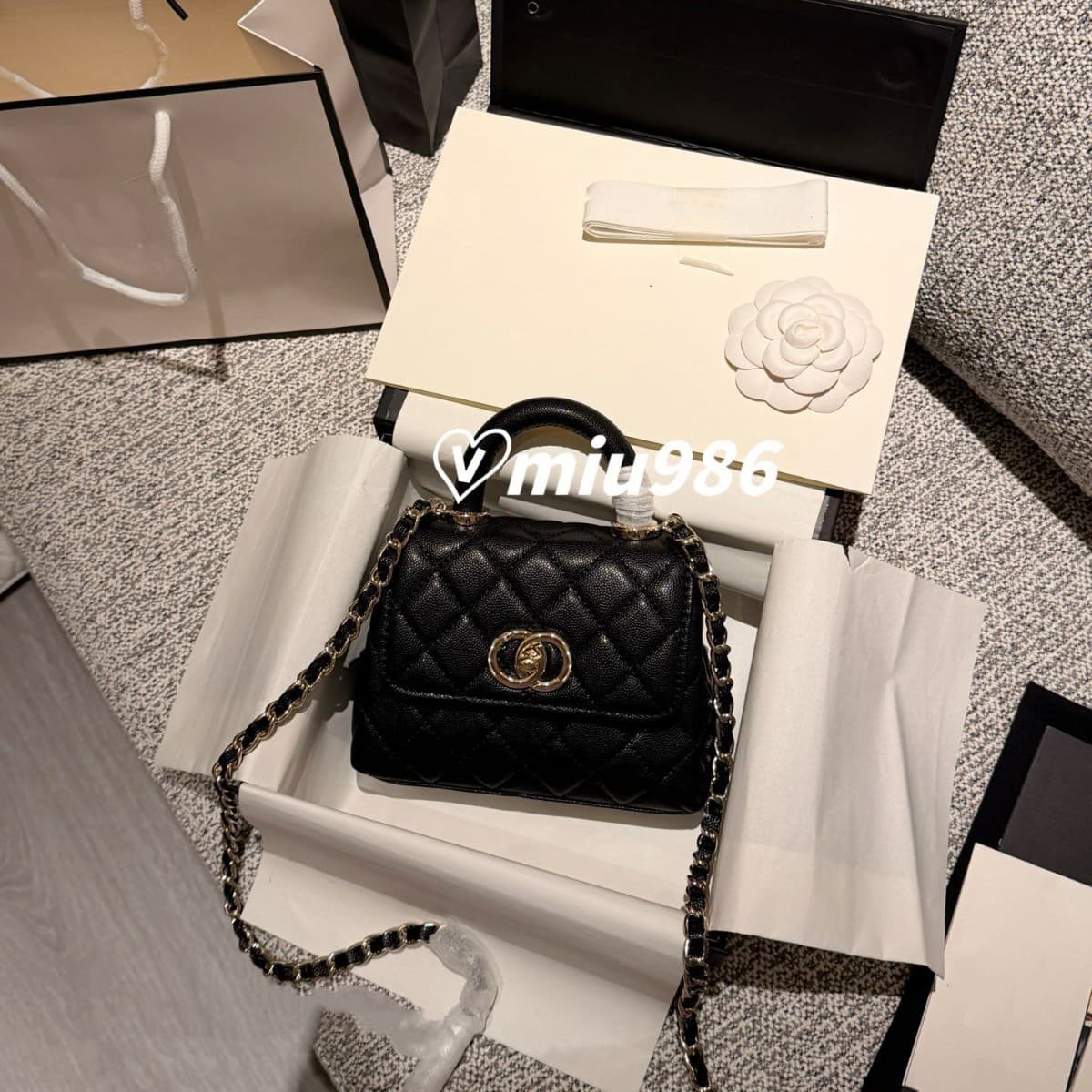 Small Fragrance Style 25p Coco Handle Nano Black Gold Quilted Chain Super Mini Shoulder Handbag Crossbody Bag