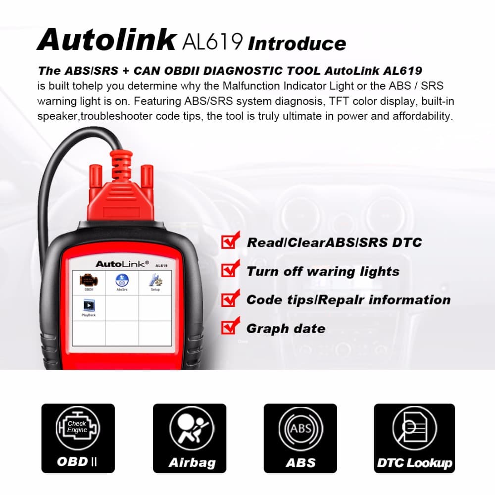Genuine Autel AL619 Automotive Diagnostic Tool OBD2 CAN Scanner Multi-Language Overseas Version