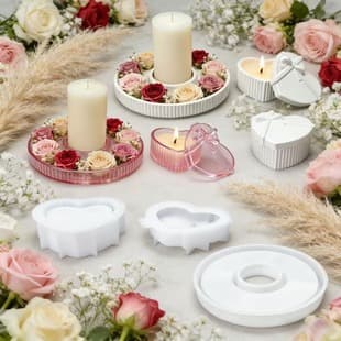 S0001+S2305+S2306 Tray Love Heart Box 3-Piece Set Epoxy Plaster Mold DIY Silicone Mold