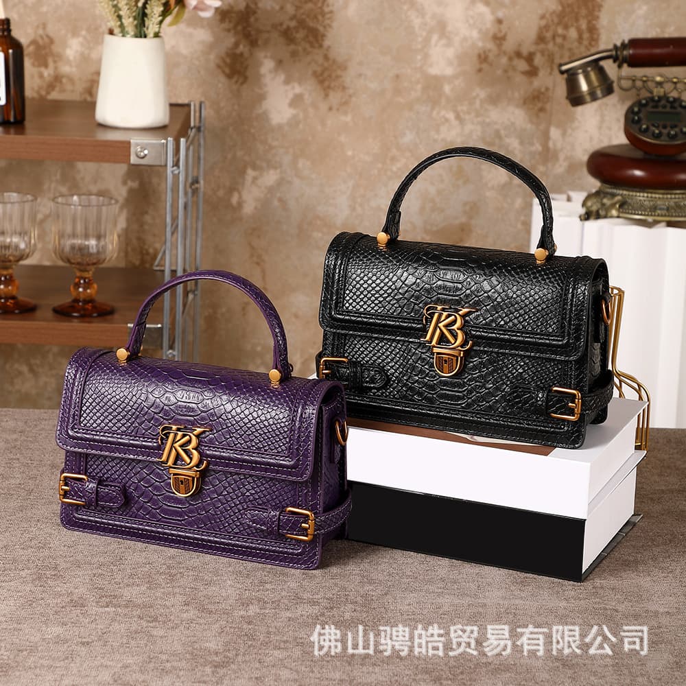 KB Princess Bani 2026 Autumn and Winter New Purple Lock Handheld Small Square Bag Women's Foreign Trade Cross-Border Fashion Crossbody Bag
