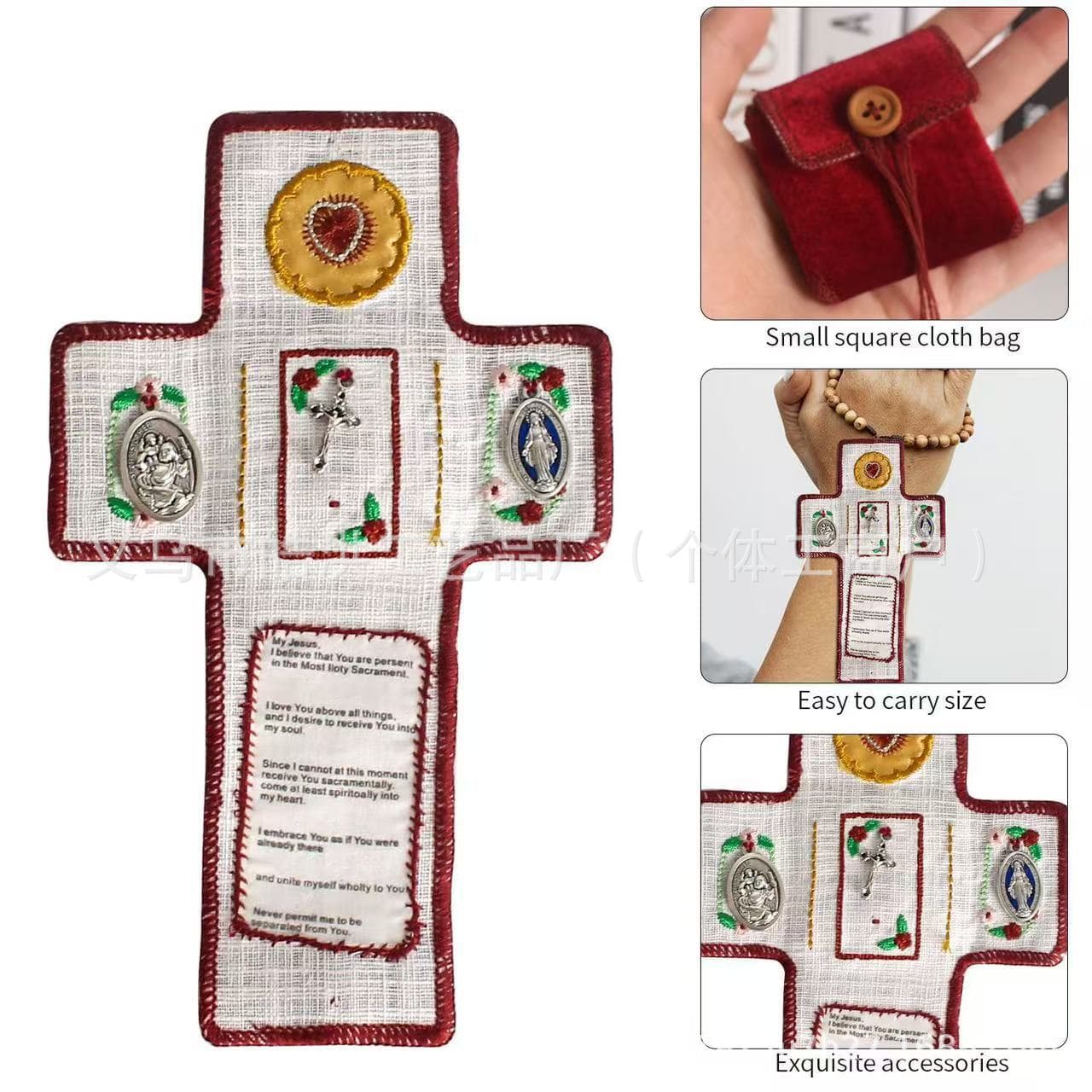 Cross-border Pocket Shrine with Silver Cross Included Inside Prayer Pocket