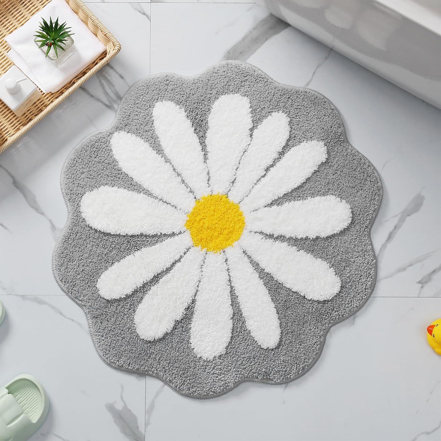 Ins Style Round Small Daisy Imitation Cashmere Carpet Easy to Maintain Non-Slip Bedroom Living Room Sofa Blanket Home Decor
