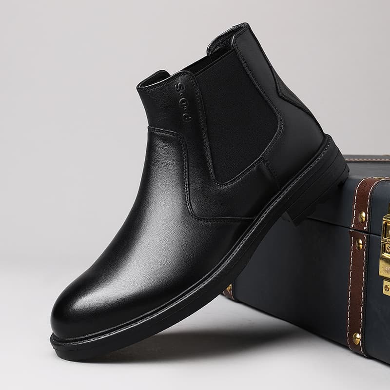 Factory Direct Leather Boots Men Genuine Leather Short Boots Men's Boots Fleece-Lined Retro British Casual Martin Boots Men's Boots