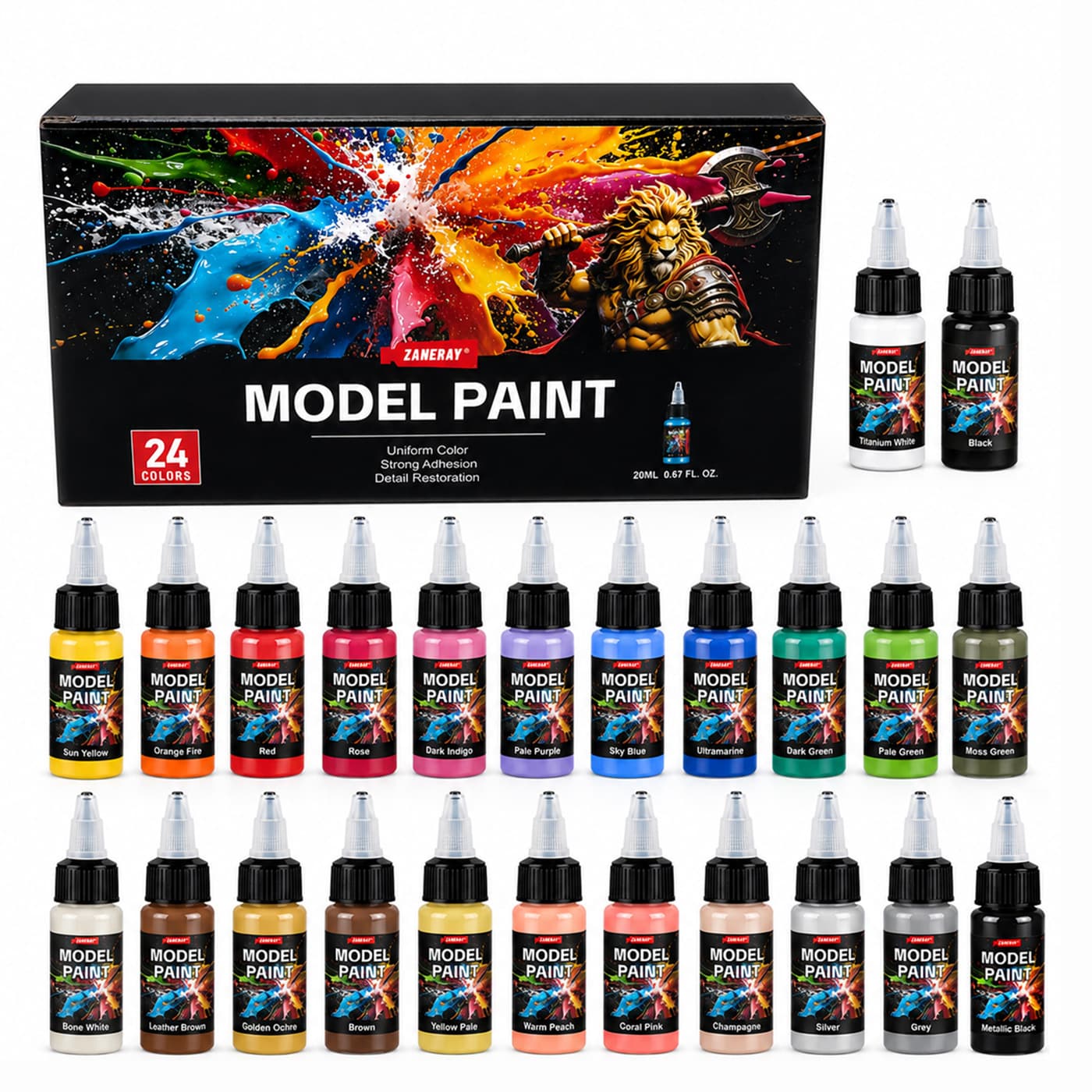 Cross-border 20ml model paint set 24-color acrylic brush paint color spray paint and hand-painted miniature paint paint