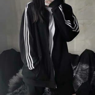 2023 Spring Summer New Three Stripe Jacket for Women Korean Style Thin Fit Student Black Baseball Jacket Loose BF Trend