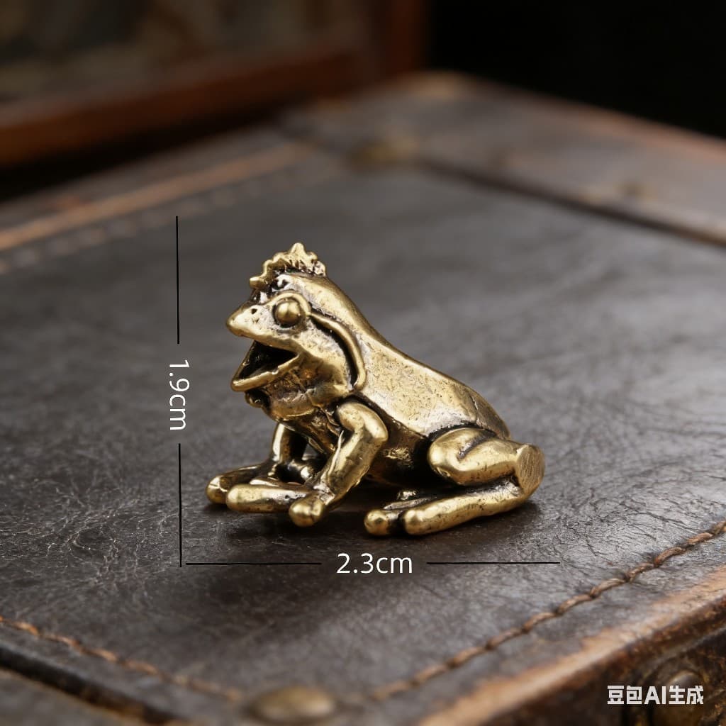 New Cross-Border Brass Frog Vintage Artifact Desktop Tea Pet Small Jumping Frog Curio Creative Handheld Decoration
