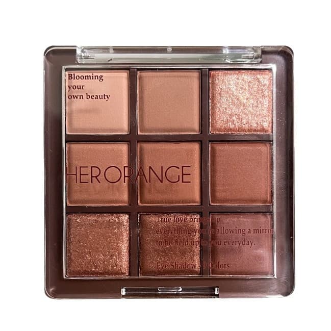 HERORANGE Nine-Color Chocolate Eyeshadow Palette with Pearl, Matte, Large Glitter, Fine Sparkle, and Under-Eye Brightener, Earthy Tones for Beginners 246