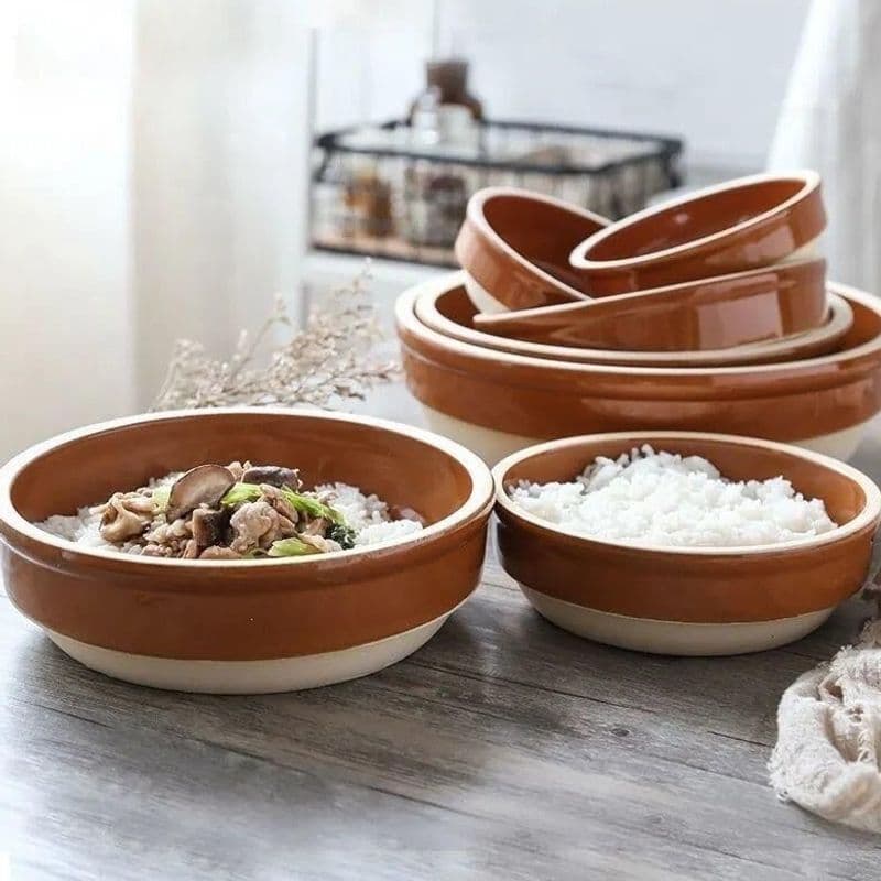 Ceramic steamed rice bowl earthenware rice bowl rice bowl steamed vegetable bowl restaurant rice bowl steamed egg steamed vegetable earthen bowl antique microwave oven