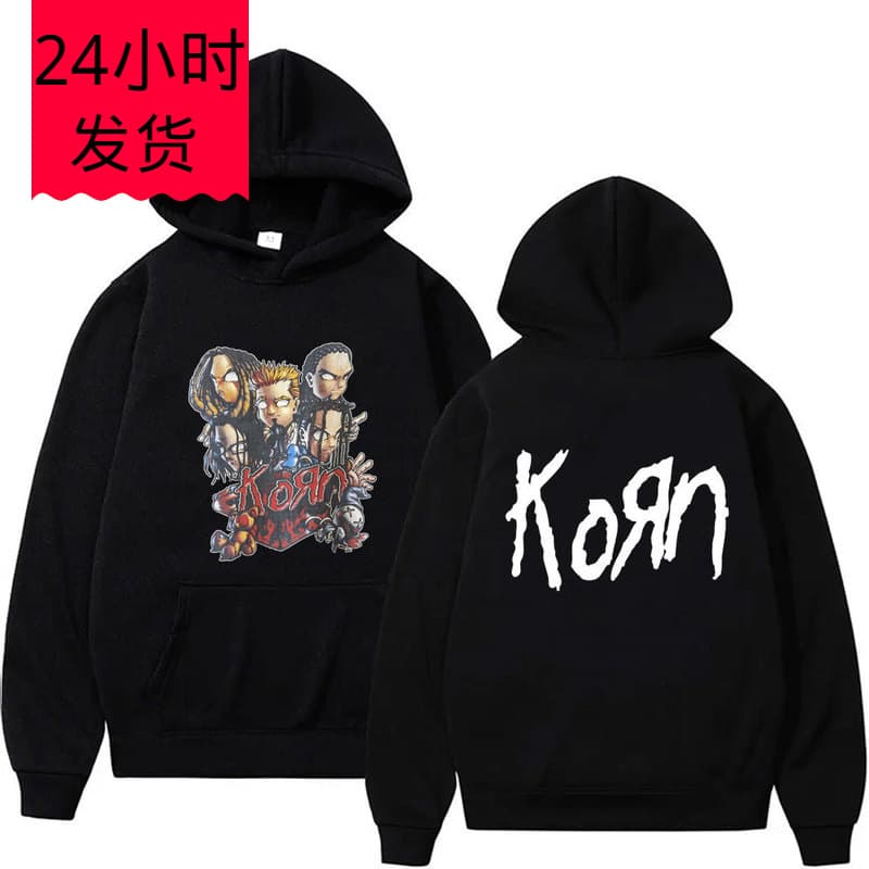 Rock Band Korn Anime Cartoon Print Hoodie Men Women Oversize