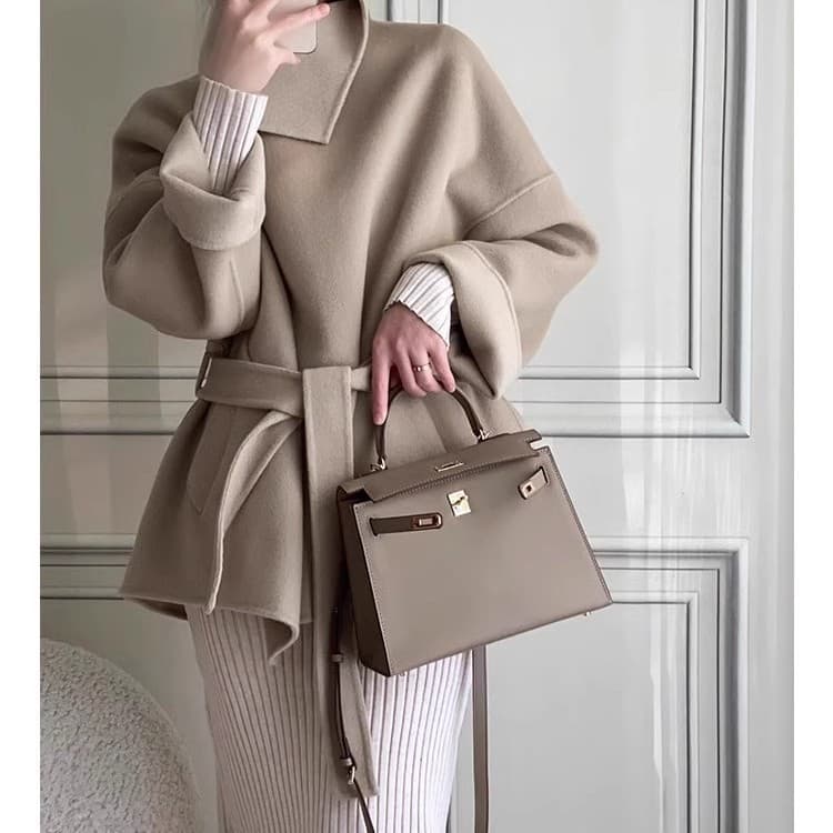 2025 French Light Luxury Kelly Handbag, Top Handle and Crossbody Bag, Mother's Day Gift Bag, Standable Cosmetic Bag for Women