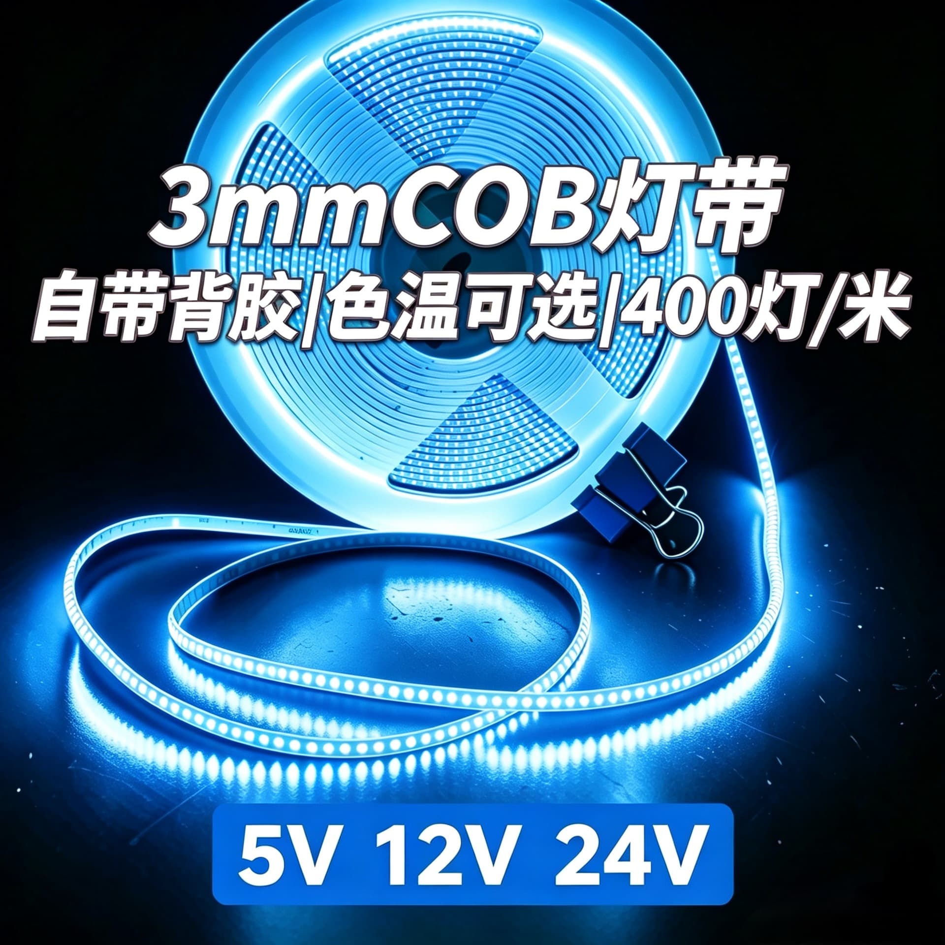 Custom COB Light Strip 3mm Single Color Low Voltage Self-Adhesive High Brightness High CRI COB Light Strip Ambient Decoration LED Soft Light Strip