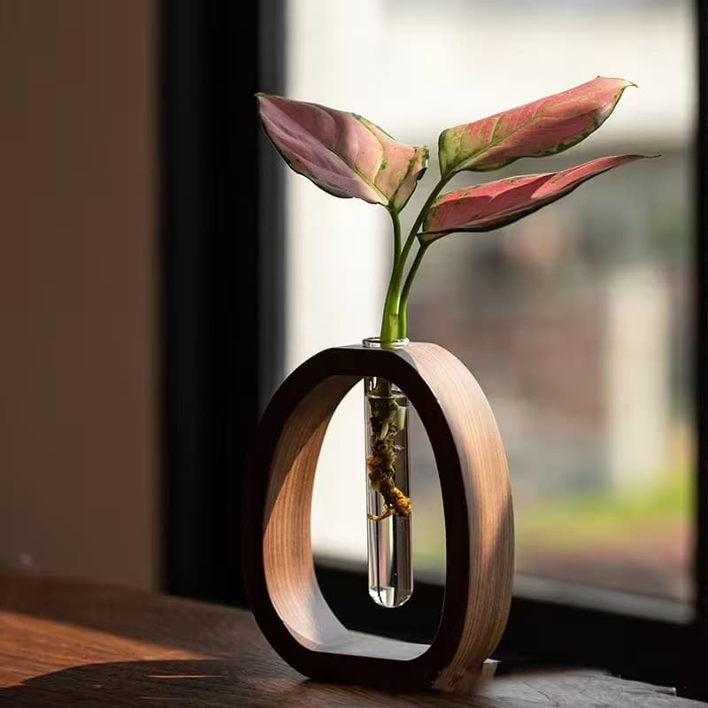 Creative Irregular Wooden Flower Vase Desktop Flower Arrangement Decoration Simple Glass Storage Flower Holder Hydroponic Transparent Vase