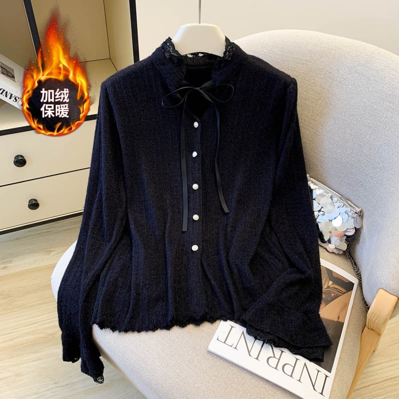 Muse Milk Crisp/Golden Girl Style Korean Elegant Shirt for Women, Winter 2025, Other Fleece Lined Brushed Innerwear