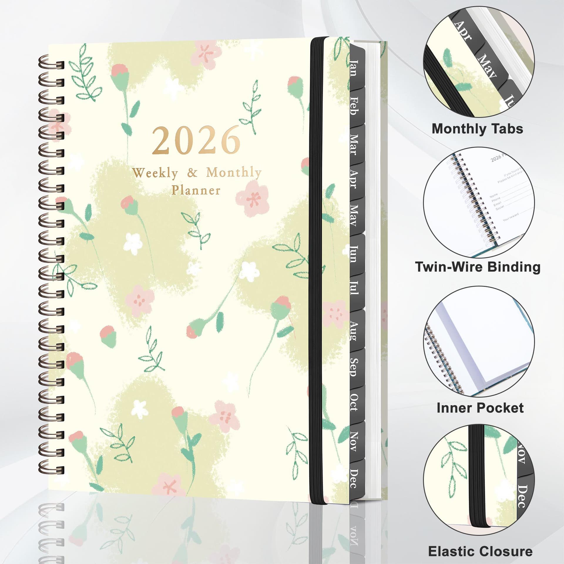 Cross-Border 26-27 Year Amazon English Plan A5 Spiral Notebook 365-Day Weekly Goal Planner Customizable