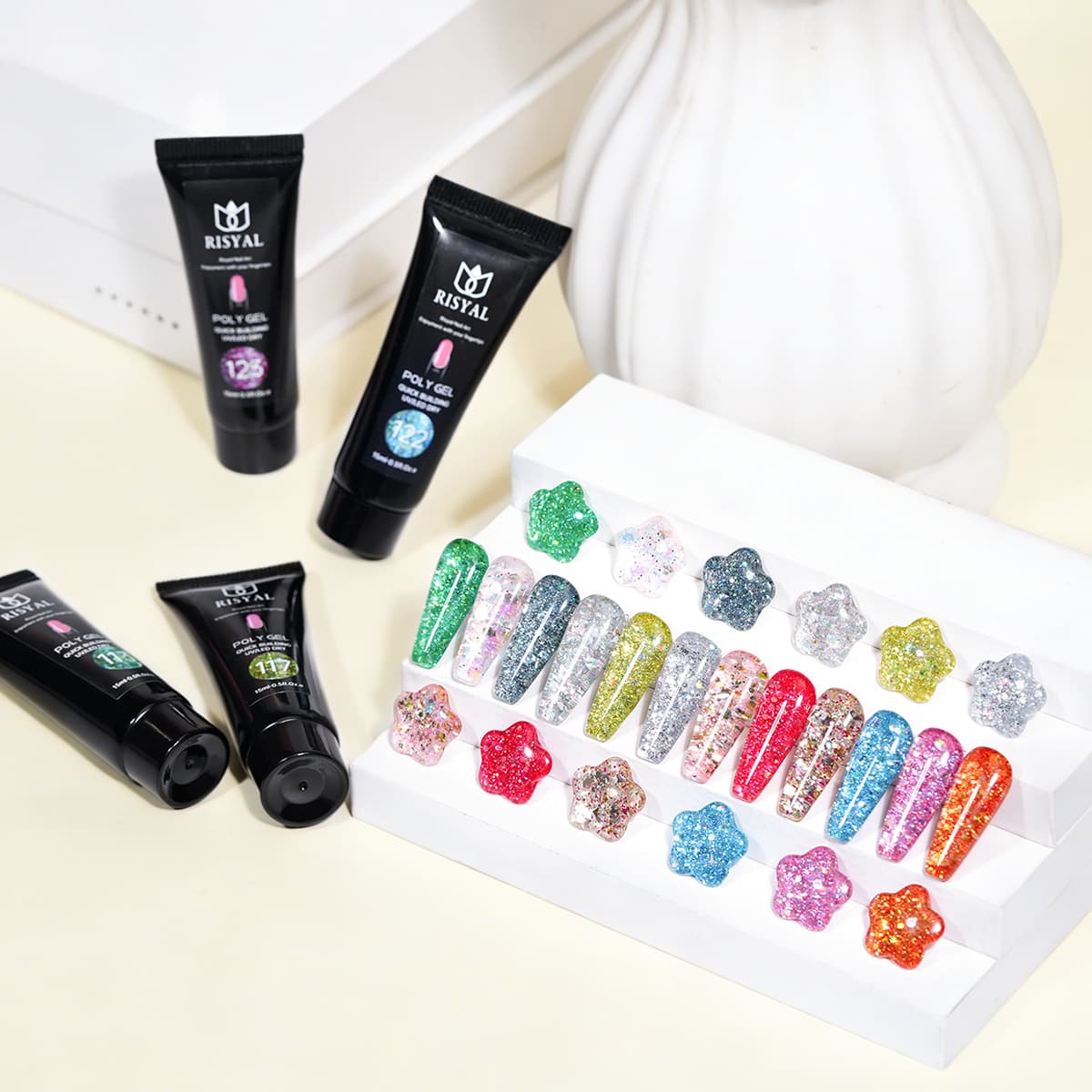 Holographic Glitter Crystal Extension Gel Poly Gel No-Form Quick Extension Builder Shaping Cross-Border Gel