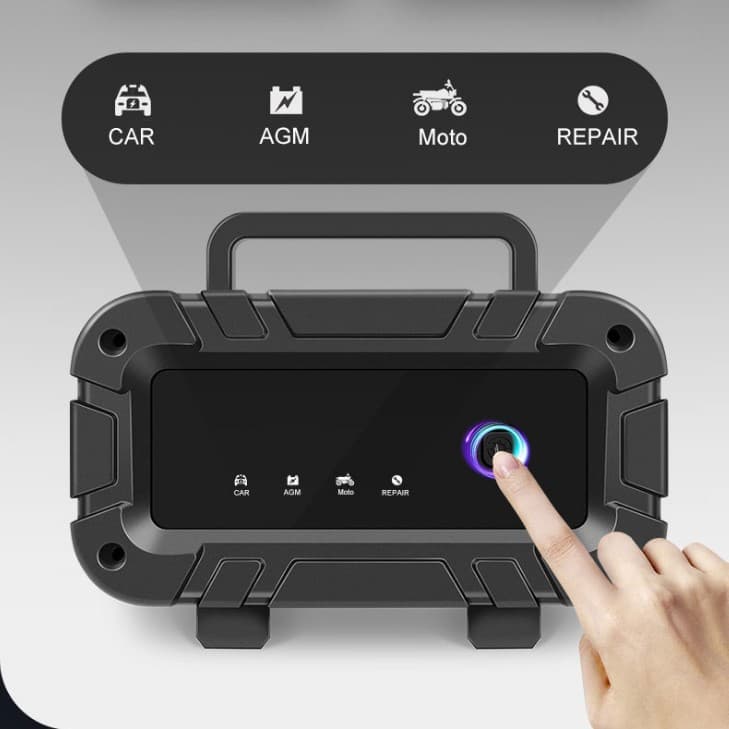 6A Portable Car Battery Charger 12V 24V Large Screen Motorcycle Battery Charger