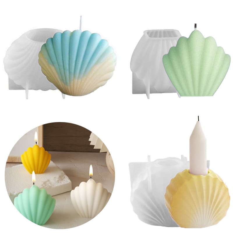 Factory direct sales shell scented candle silicone mold glue diy scallop candlestick gypsum resin ornaments wholesale