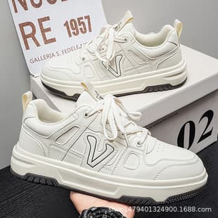 2026 Spring White Shoes New Korean Style Ins Male Student Thick Sole Heightening Sports Skateboarding Shoes Casual Shoes German Training Shoes