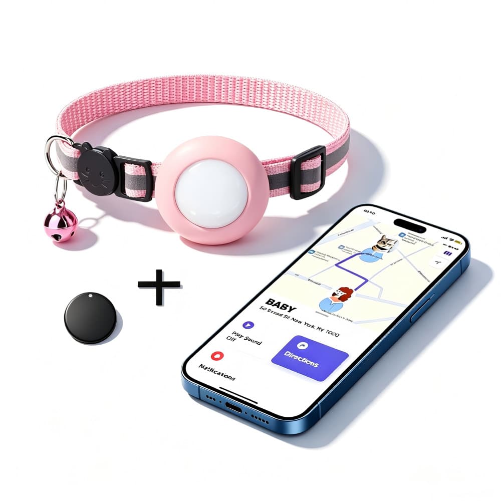Cross-border hot selling cat collar with bell suitable for Airtag reflective same color silicone cover pet dog positioning cat collar