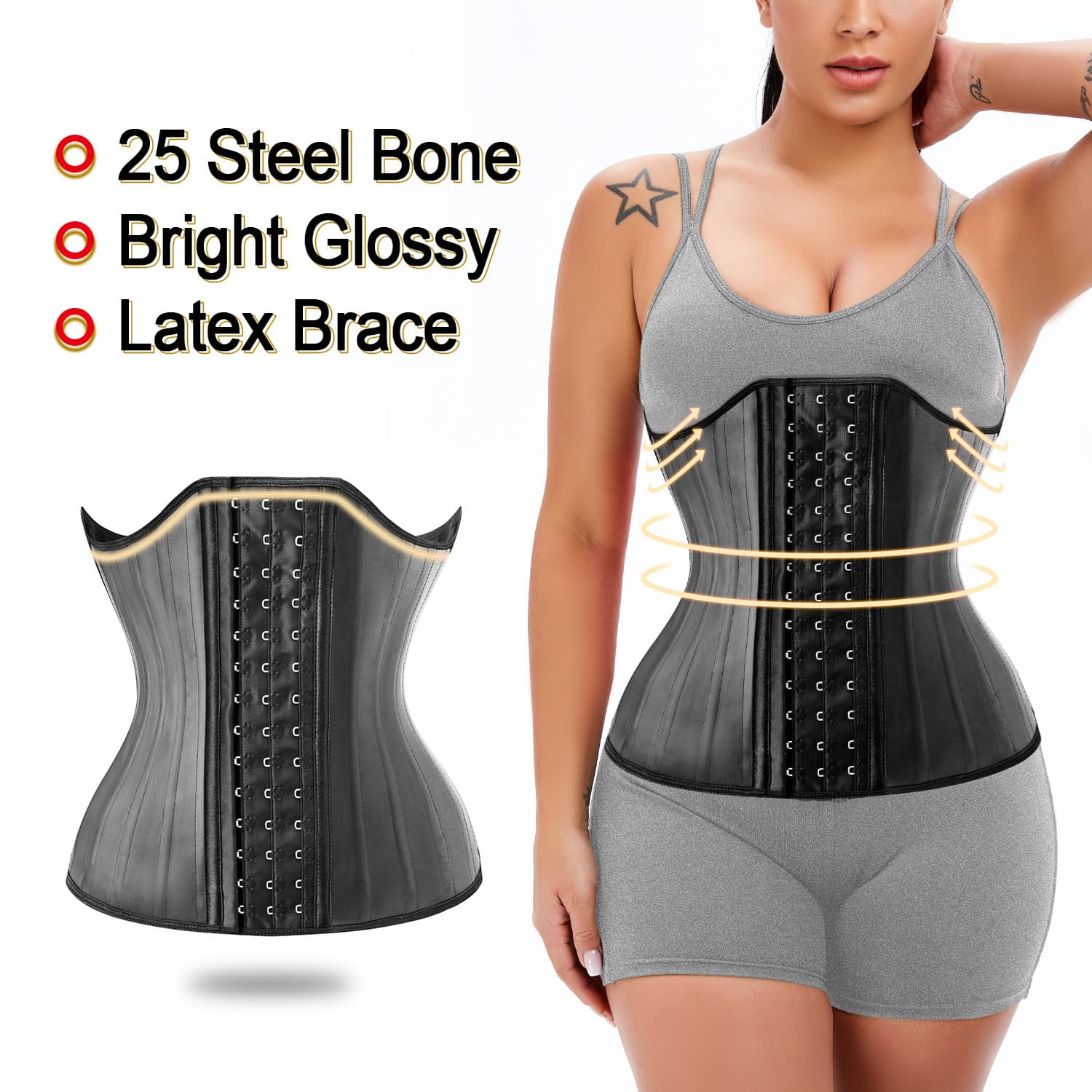 Hot European and American Cross-Border Latex Waist Trainer Belt, Waist Cincher with Bust Support, Body Shaper for Waist Slimming and Body Management