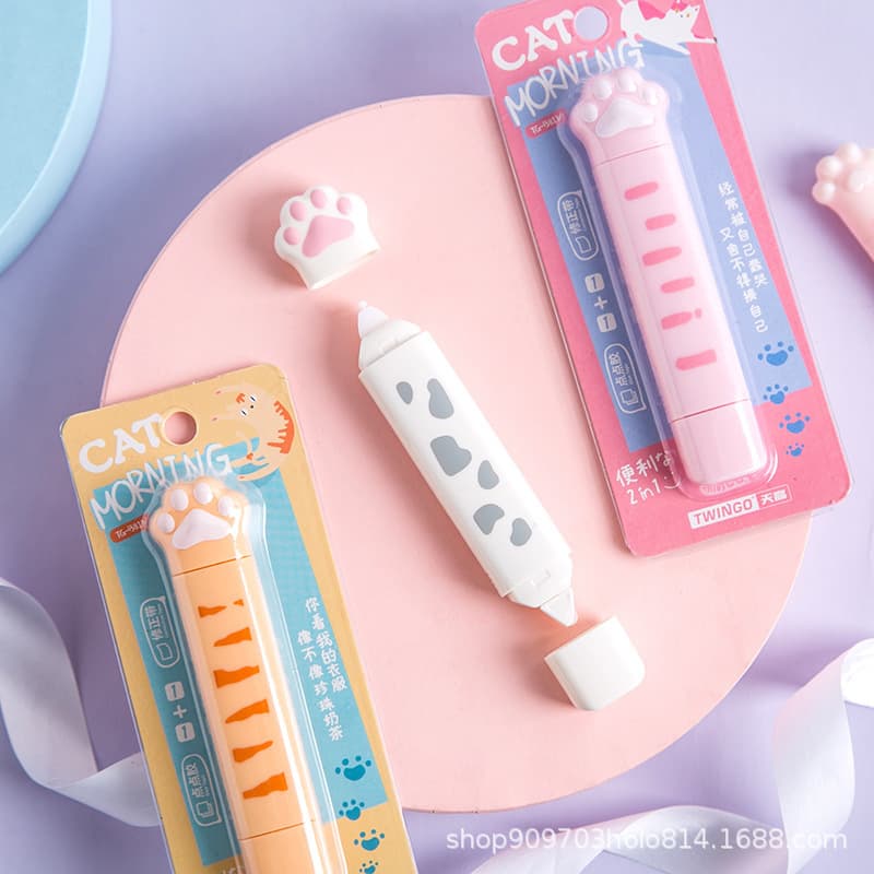 High-Aesthetic Cat Paw Correction Tape, Dot Glue for Hand Journaling, Sticker Tape Correction Tape, Creative Cute Stationery for Students