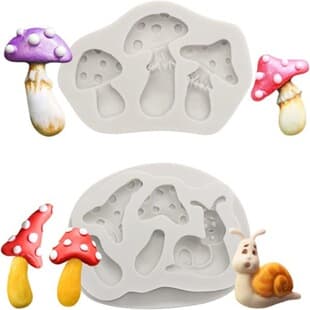 Rustic Snail and Mushroom Shape Silicone Fondant Mold, Cartoon Cake Mold, Cake Chocolate Decorating, Resin Mold
