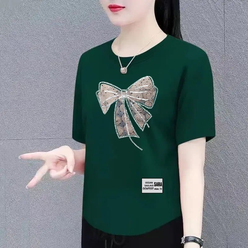 Clearance Sale: Foreign Trade Overstock, Brand Cut-Label, Mother's Short-Sleeve T-Shirt, Women's Half-Sleeve Top, Middle-Aged and Elderly Loose-Fit Blouse