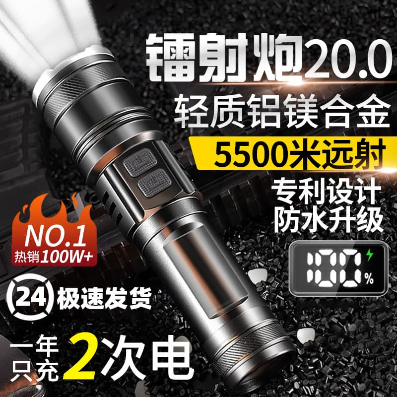 2025 New Flashlight with Strong LED Light, Rechargeable Multifunctional Field Super Bright Mini Home Durable Portable Lamp