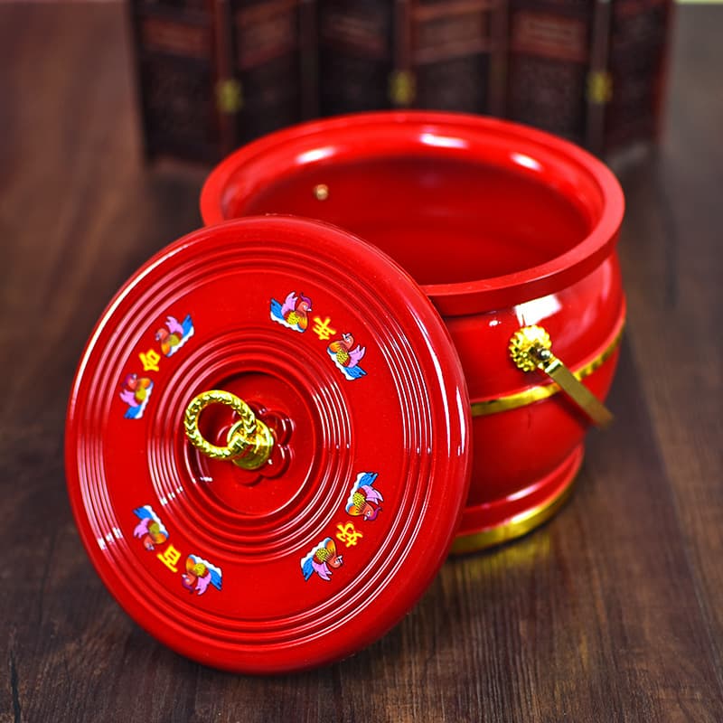 ✅ Wedding Descendant Bucket Wedding Celebration Large Red Descendant Treasure Bucket Wholesale Manufacturer Supplies Ornament Bright Red Festive