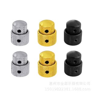 Electric Guitar Dual-Layer Metal Volume Knob Bass Dual-Axis Tone Knob String Peg Two-Layer Potentiometer Cap Black Gold Chrome