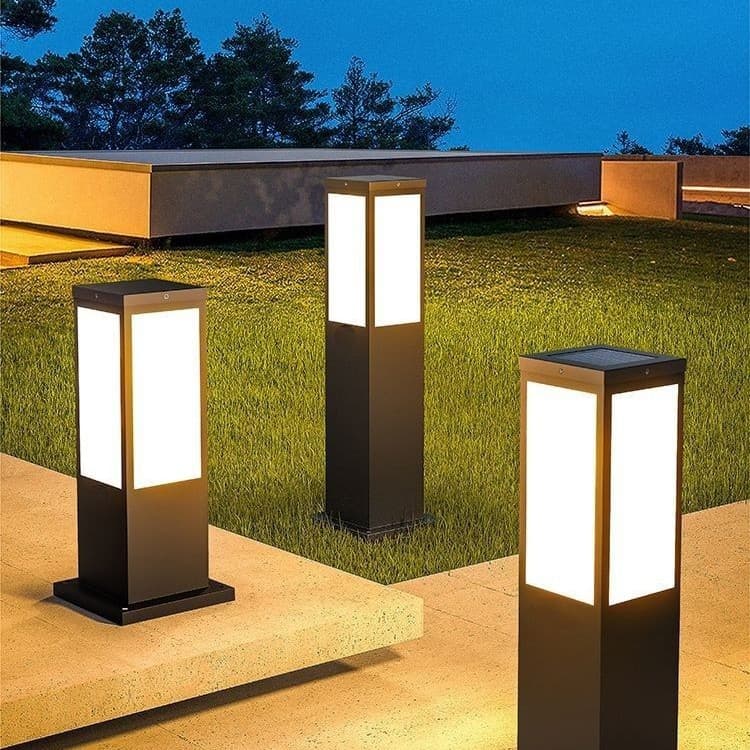 Solar Powered Stainless Steel Square Lawn Lights Outdoor Courtyard Villa Landscape Garden Lighting Waterproof Lighting