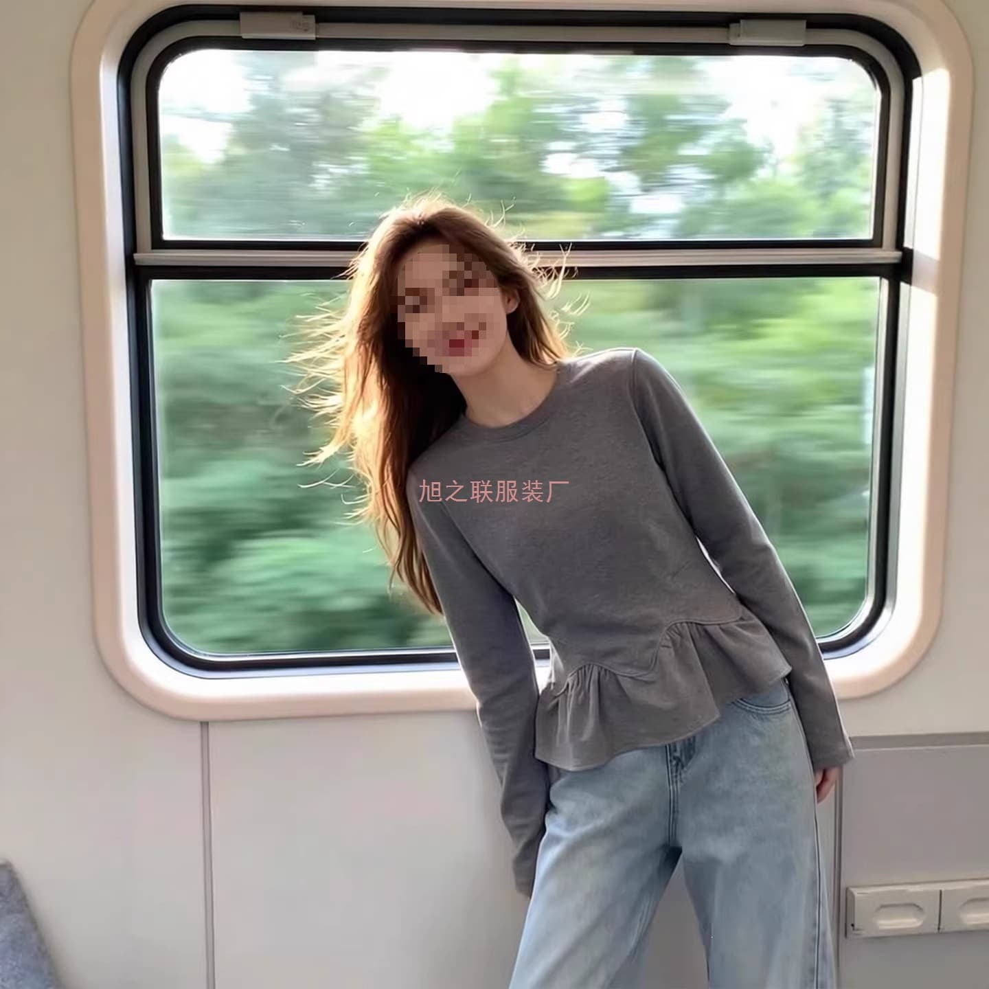 Korean Dongdaemun Style Round Neck Ruffle Long Sleeve T-Shirt for Women, New Versatile Slim Fit Plus Size Inner Layer Top