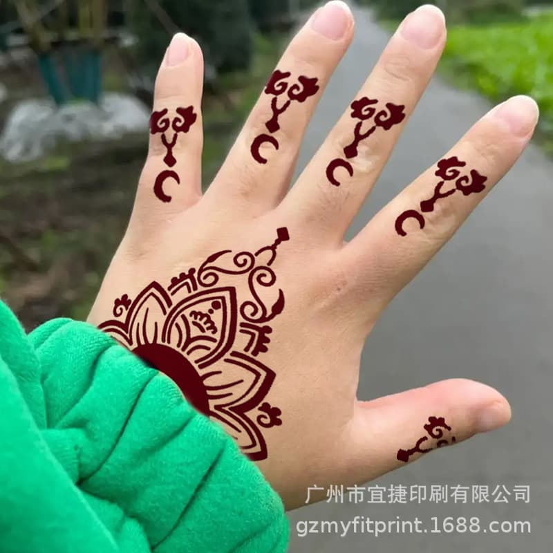 Cross-border New Lace Color Painting Stickers Temporary Tattoos Body Art Stickers Spray Airbrush Henna Hollow-out Kids Tattoo Templates
