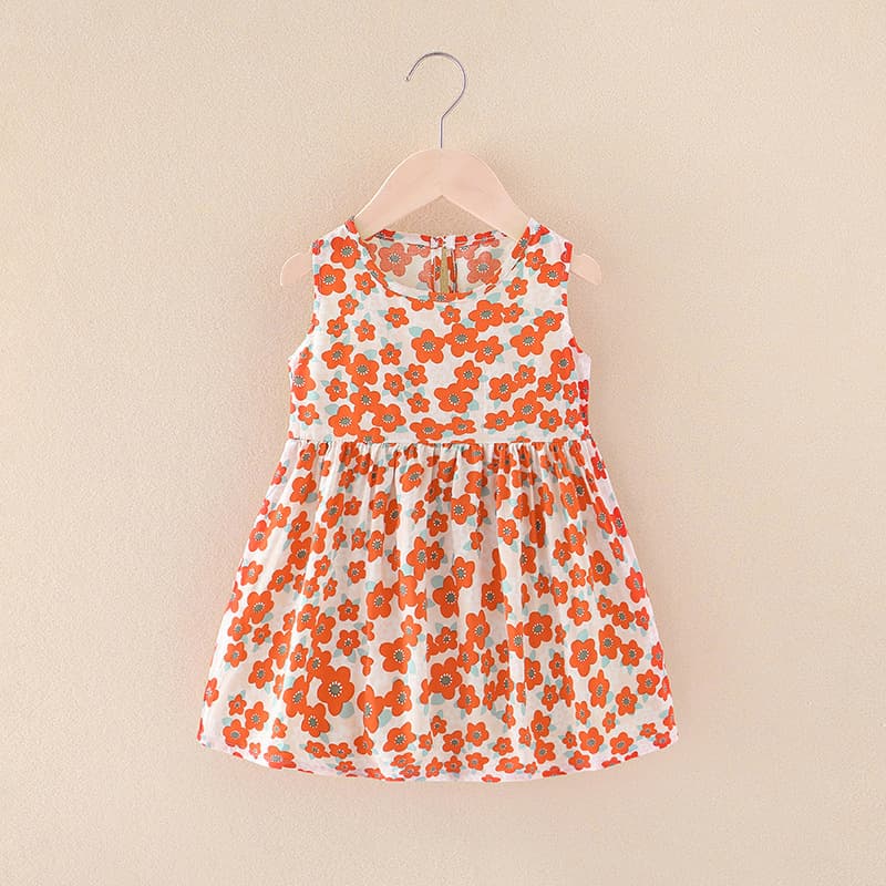 2024 New Summer Children's Cute Printed Dress Little Girl Cotton Silk Princess Dress Baby Girl Suspender Dress