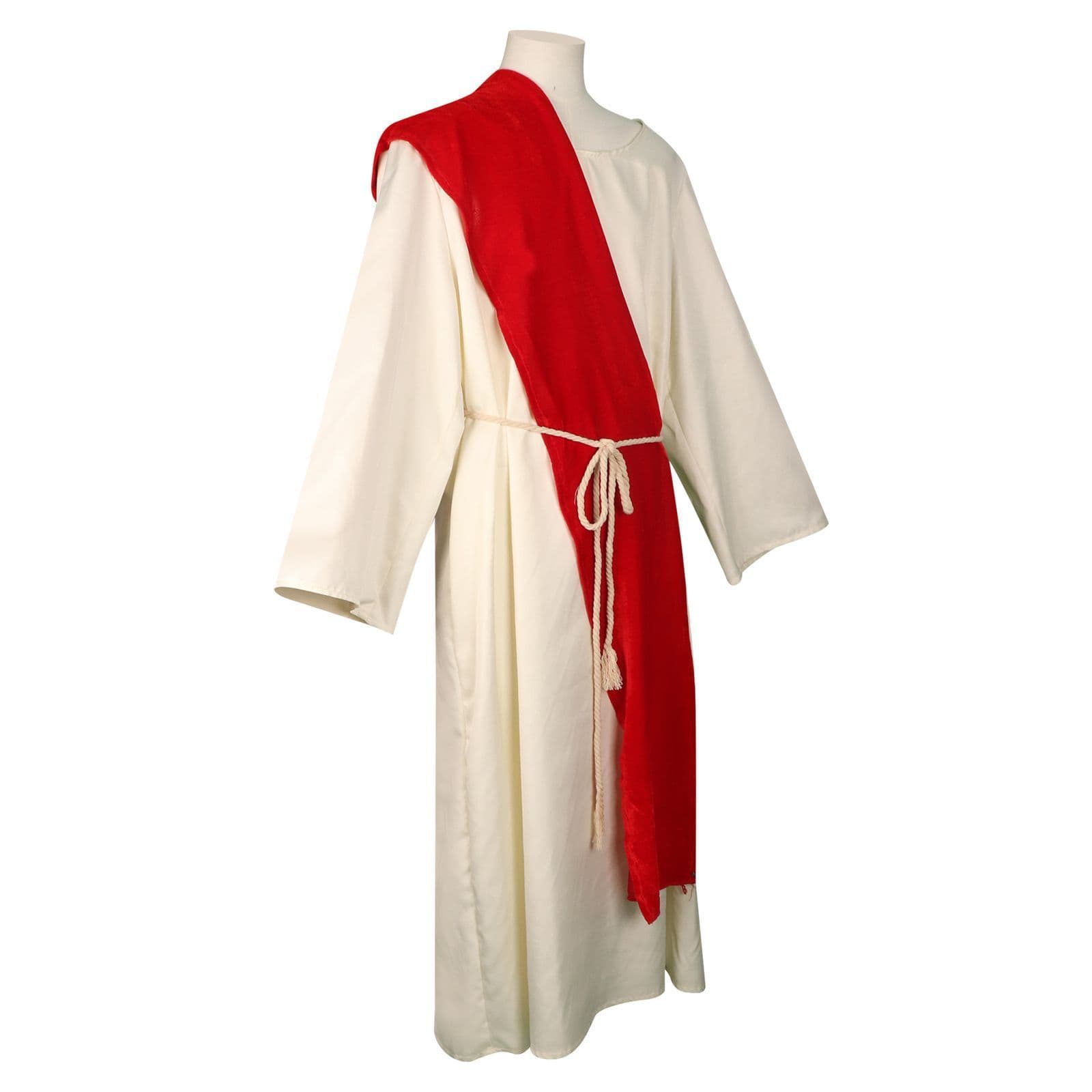 Medieval monk's robes, religious attire, Jesus cosplay outfit set, available now, loose-fitting robe with red shawl.
