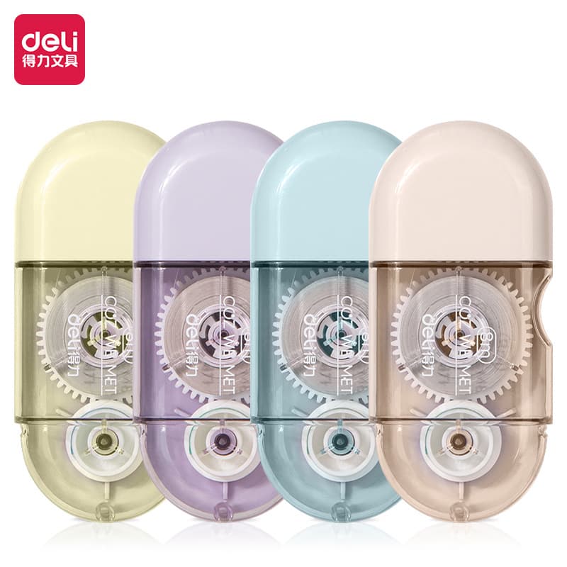 Deli 71510 Correction Tape - 5mm x 8m x 4pcs (Mixed) (Card)
