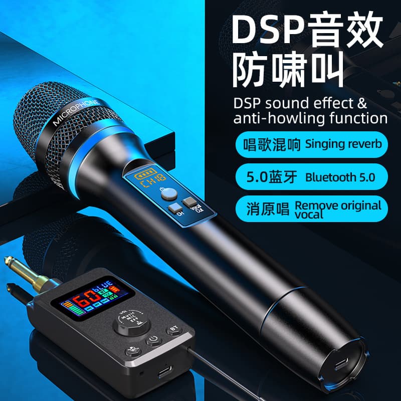 Langsong M50 Universal Wireless Bluetooth Microphone with DSP Anti-howl Reverb for Singing Home Entertainment KTV Use