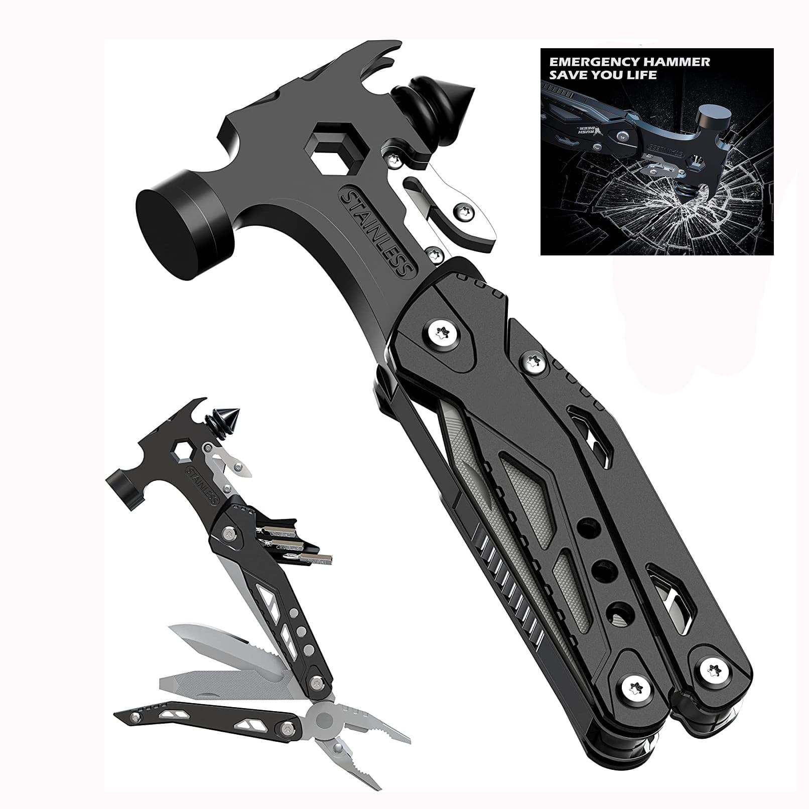 Meituolai Emergency Multi-function Claw Hammer Car Window Breaker Stainless Steel Multi-purpose Hammer Industrial Grade