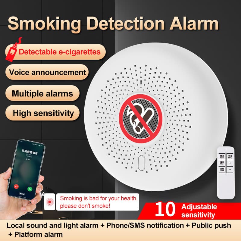 Cross-border WiFi Smoking Smoke Alarm Bathroom Smoking Control Smoke Alert High Sensitivity CE EN Certified