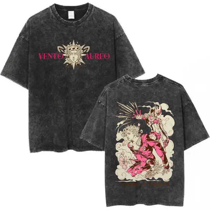 EU Size Cotton Vintage Washed Anime JoJo's Bizarre Adventure