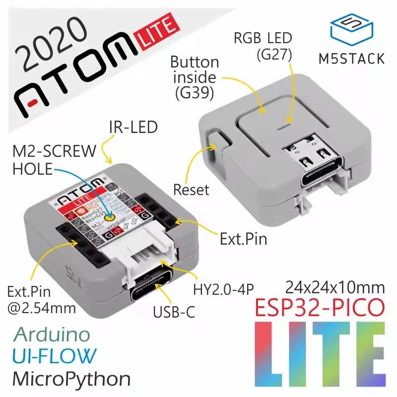 M5Stack ATOM Light Programmable Smart Speaker IoT Built-in ESP32 Bluetooth Wi-Fi
