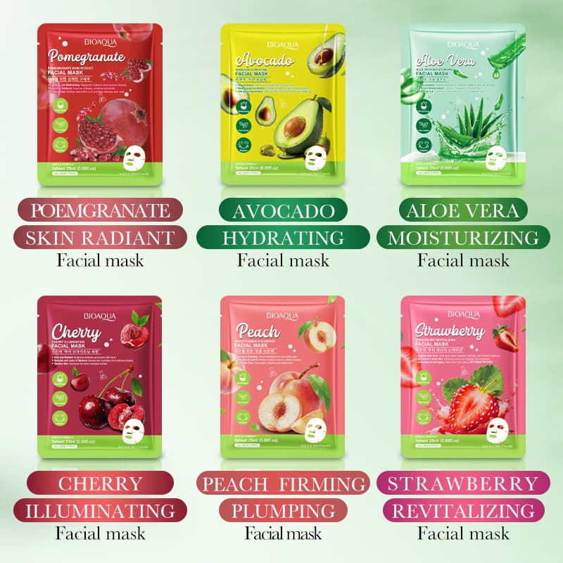 Foreign trade plant and fruit series moisturizing mask 25ml BIOAOUA rejuvenating mask cross-border skin care products wholesale