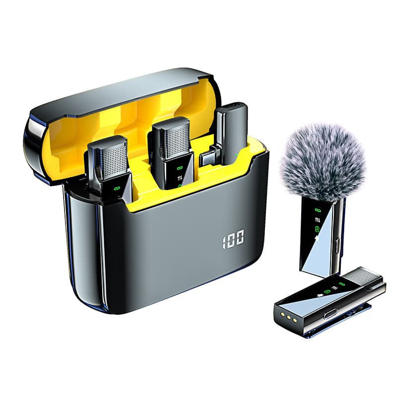 Shisuo S16 Wireless Lapel Microphone Private Mold Dual Mic Digital Display with Charging Case for Dual-Person Mobile Live Streaming, Manufacturer Cross-border