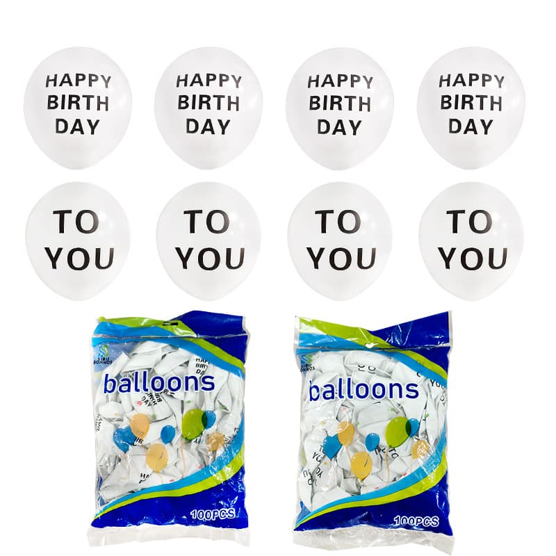 12-inch White Latex Birthday Balloons with Happy Birthday to You Lettering