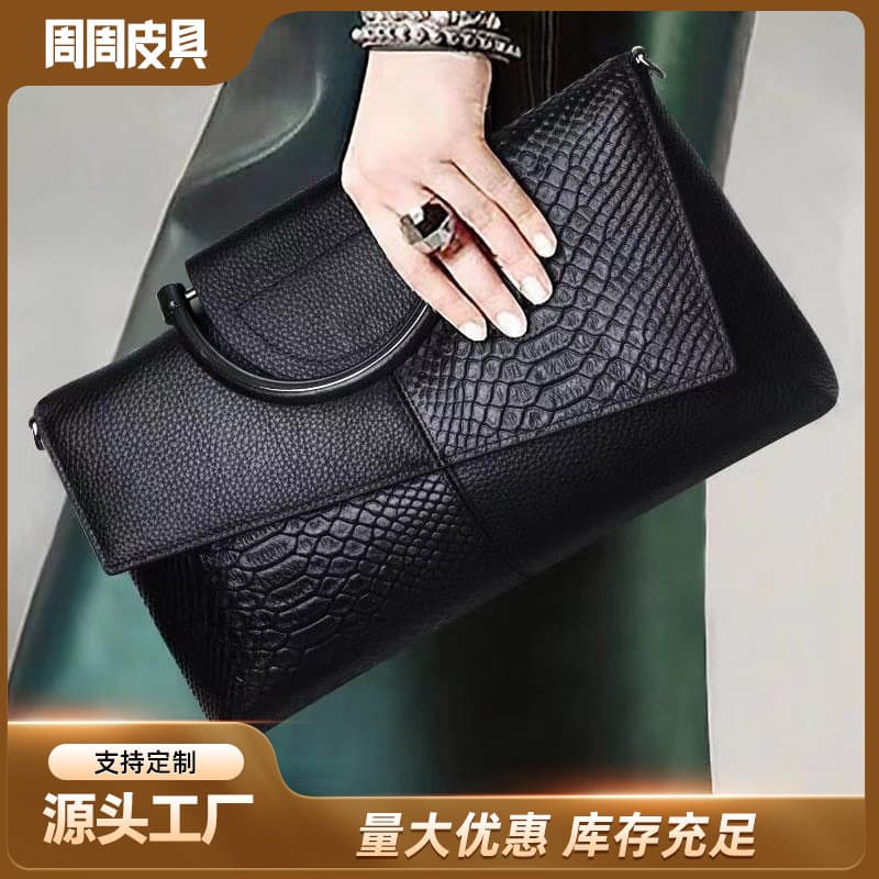 Cross-border hot-selling crocodile texture clutch bag, fits phone, high-end elegant crossbody bag, new fashion evening bag